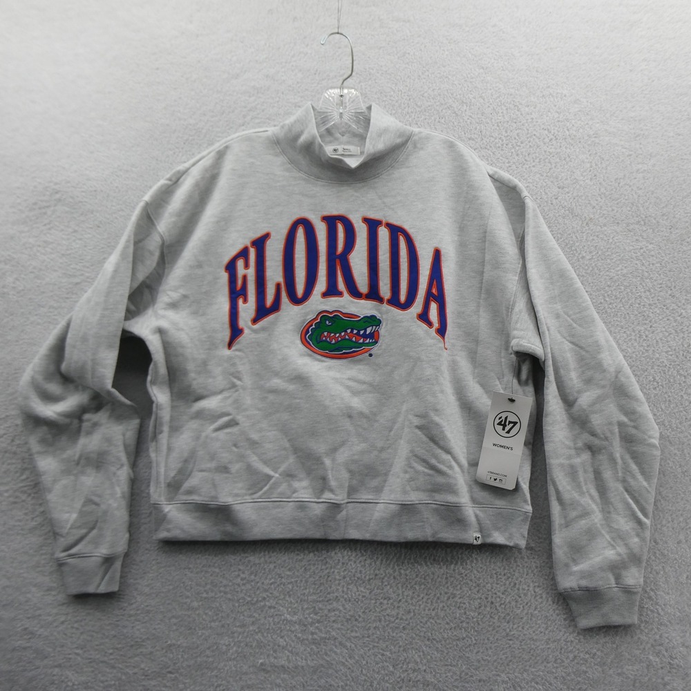 47 Brand Sweatshirt Womens Small Florida Gators Gray Mock Neck Pullover Fleece